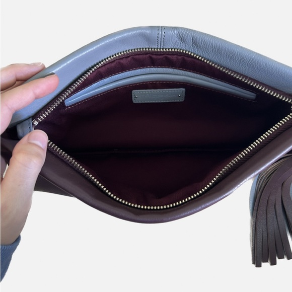 Halogen Gray and Eggplant Leather Clutch - Picture 3 of 5